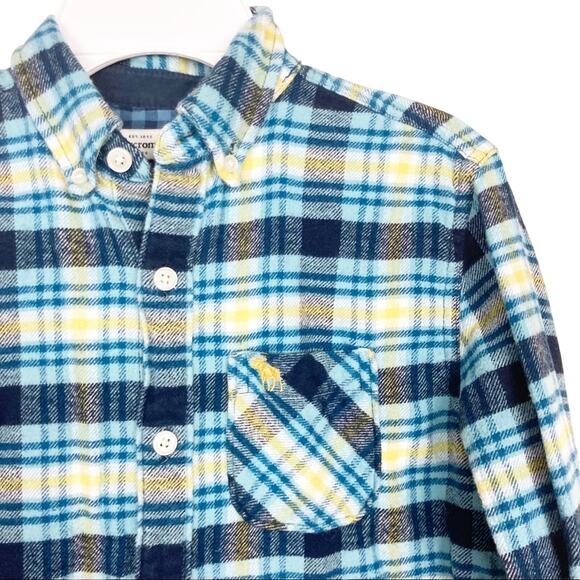 Abercrombie Kids Blue Plaid Flannel Button Down Sz 9/10 - Picture 2 of 5